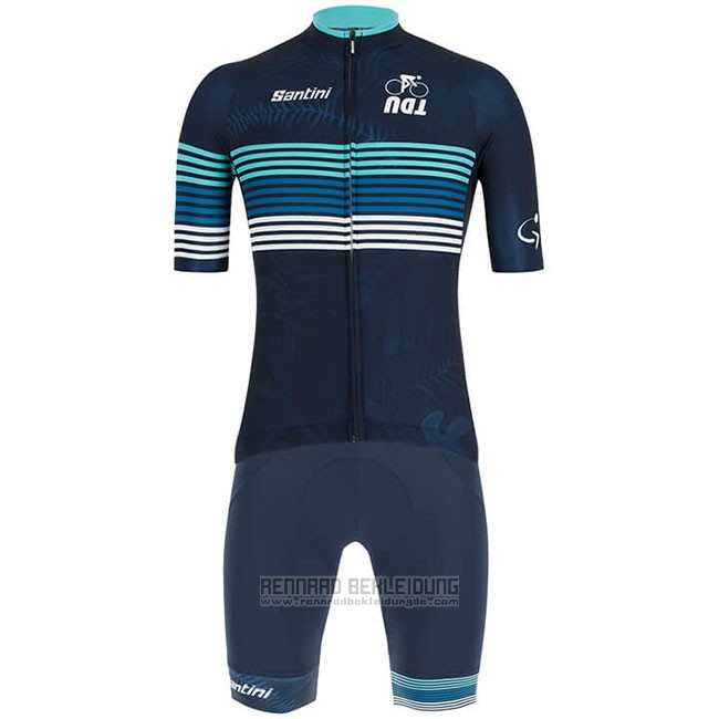 2019 Fahrradbekleidung Tour Down Under Blau Trikot Kurzarm und Tragerhose